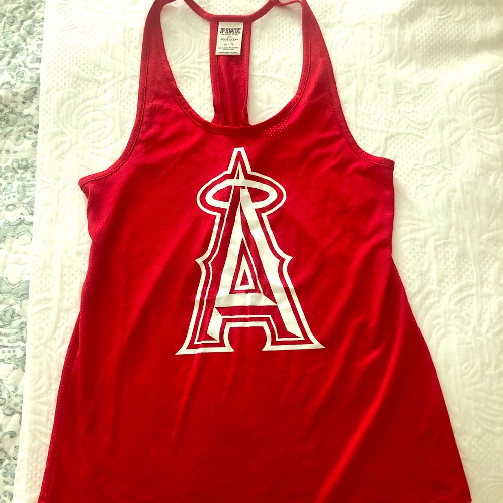 Angels baseball PINK brand mesh tank.